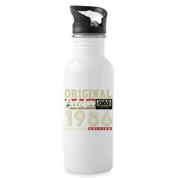 Original October 1986 – 40th Birthday Retro - Water bottle with straw - white - Right
