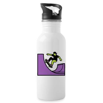 Skateboard Halfpipe Grafik - Trinkflasche mit integriertem Trinkhalm - Weiß - Rechts