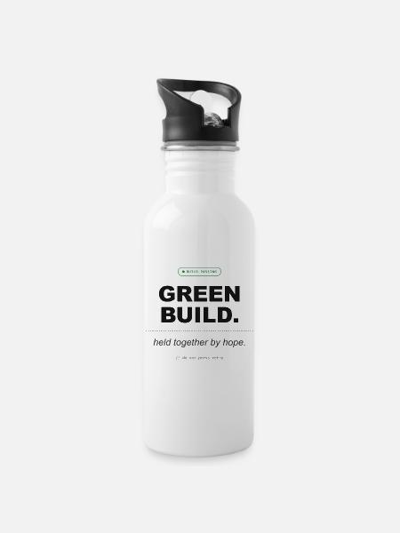 Green Build. Held Together By Hope. - Trinkflasche mit integriertem Trinkhalm - Weiß