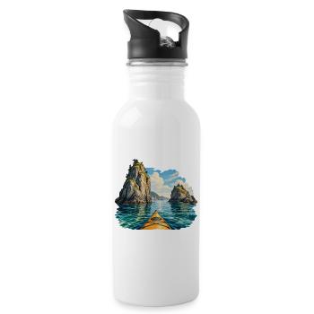 Durch die Sea-Stack Passage - Trinkflasche mit integriertem Trinkhalm - Weiß - Rechts