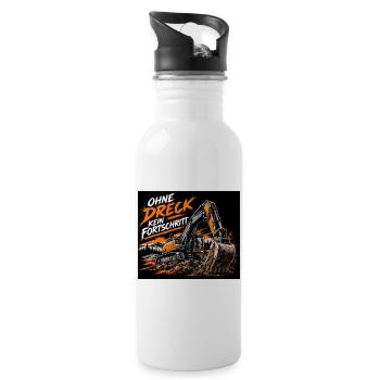 Fortschritt durch Schmutz - Trinkflasche mit integriertem Trinkhalm - Weiß - Rechts