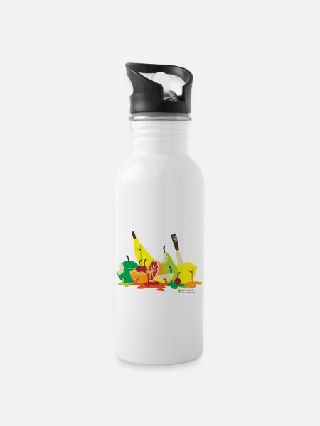 Ermordetes Obst - Trinkflasche mit integriertem Trinkhalm - Weiß