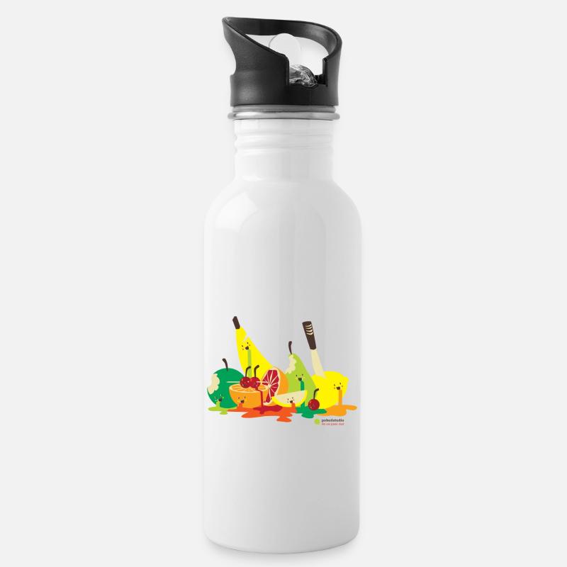 Ermordetes Obst - Trinkflasche mit integriertem Trinkhalm - Weiß