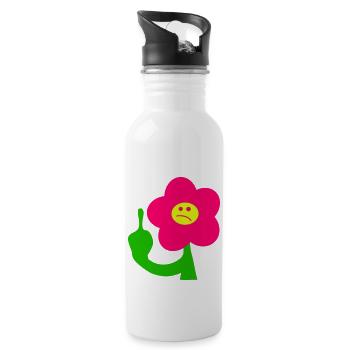 Fuck You Flower - Trinkflasche mit integriertem Trinkhalm - Weiß - Rechts