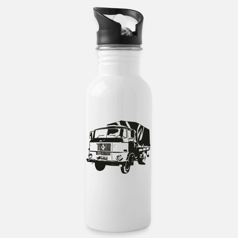 W50 Pritsche IFA LKW - Trinkflasche mit integriertem Trinkhalm - Weiß