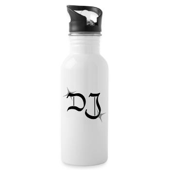 DJ Monogramm - Trinkflasche mit integriertem Trinkhalm - Weiß - Rechts