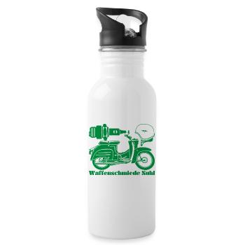 Simson Schwalbe KR51 Waffenschmiede - Trinkflasche mit integriertem Trinkhalm - Weiß - Rechts