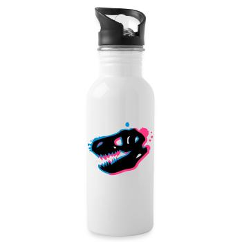 T Rex Skull 3-D - Water bottle with straw - white - Right