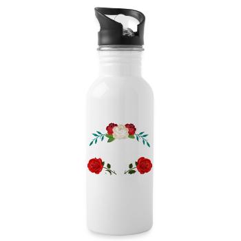 Wo sind all die Romeos – Romantisches Statement - Trinkflasche mit integriertem Trinkhalm - Weiß - Rechts
