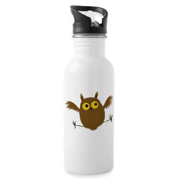 Eule - Trinkflasche mit integriertem Trinkhalm - Weiß - Rechts