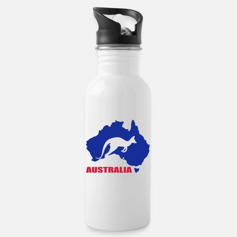 Australia - Trinkflasche mit integriertem Trinkhalm - Weiß