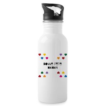 Happy Birthday Mom - Water bottle with straw - white - Right