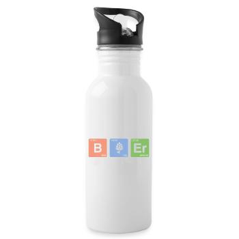 Elementar Bier – Chemie trifft auf Biergenuss - Trinkflasche mit integriertem Trinkhalm - Weiß - Rechts