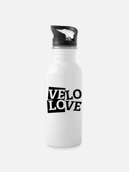 Velo amour l'amour tous les cyclistes - Gourde avec paille intégrée - blanc