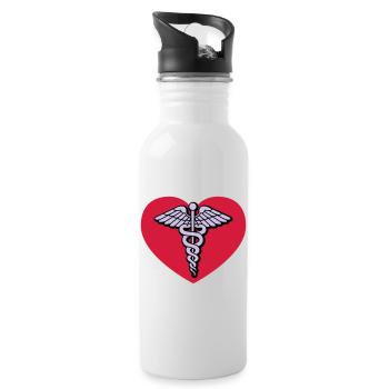 Arzt aus Liebe - Trinkflasche mit integriertem Trinkhalm - Weiß - Rechts