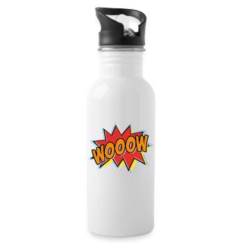 WOOOW - Wow! Comi Strip Style - Pop Art - Orange - Water bottle with straw - white - Right