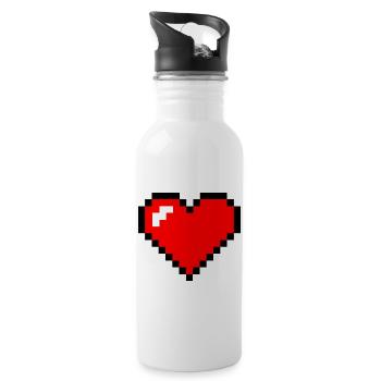 heart pixel - Water bottle with straw - white - Right