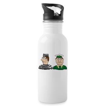Polizei - Trinkflasche mit integriertem Trinkhalm - Weiß - Rechts