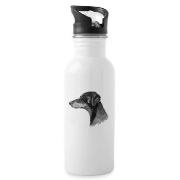 Dobermann Pincher - Trinkflasche mit integriertem Trinkhalm - Weiß - Rechts
