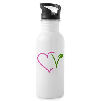 Vegan Heart - Water bottle with straw - white - Right