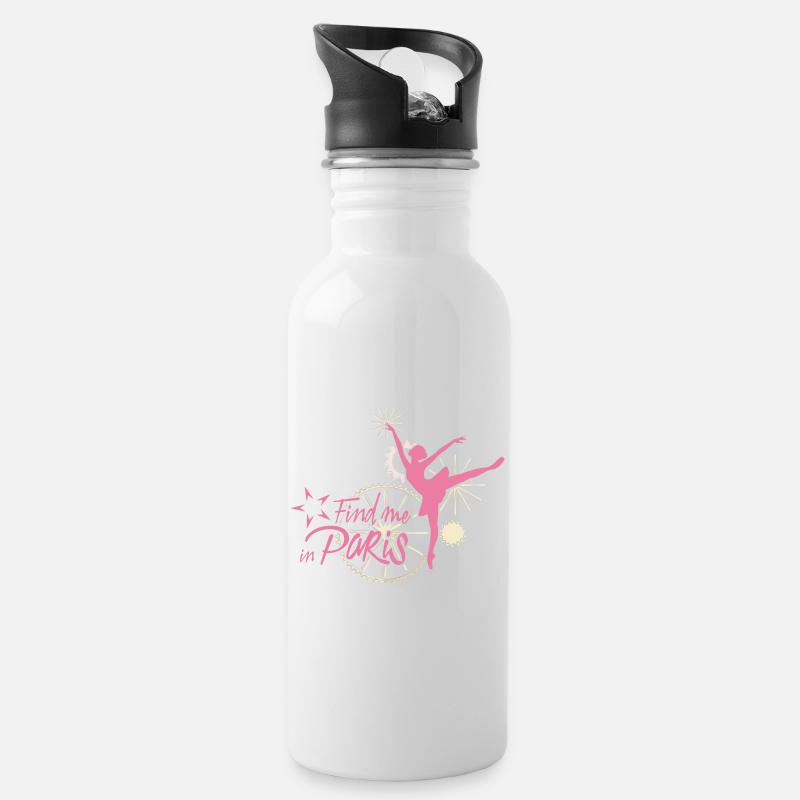 Find me in Paris Logo - Trinkflasche mit integriertem Trinkhalm - Weiß
