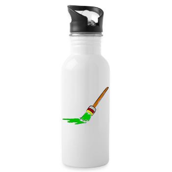 Urban Graffiti Brush Design - Water bottle with straw - white - Right