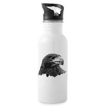 Adler, Falke, Greifvogel aus Falknerei, grau - Trinkflasche mit integriertem Trinkhalm - Weiß - Rechts