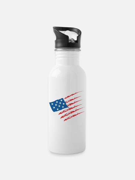États-Unis États-Unis États-Unis États-Unis Amérique Drapeau - Gourde avec paille intégrée - blanc