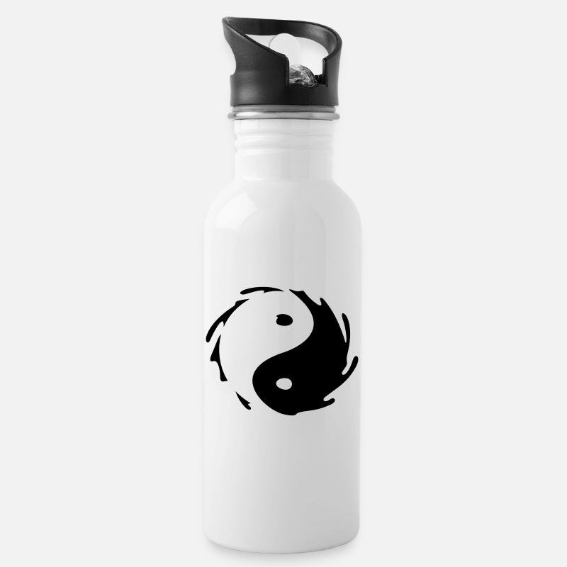 Yin-Yang Splash - Water bottle with straw - white