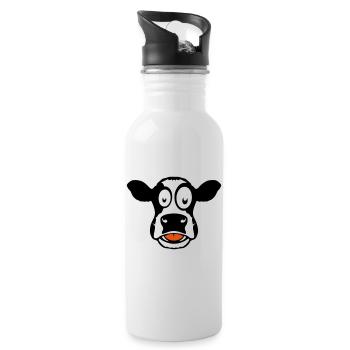vache dessin 104 - Gourde avec paille intégrée - blanc - Droite