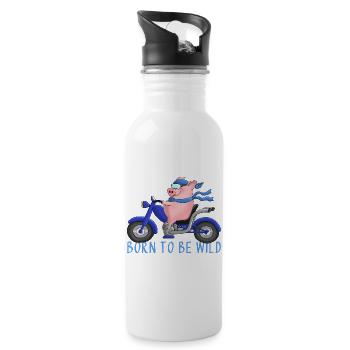 Ulkiger Motorradfahrer - Trinkflasche mit integriertem Trinkhalm - Weiß - Rechts