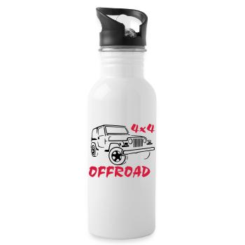 4x4 Offroad Jeep T-Shirt - Trinkflasche mit integriertem Trinkhalm - Weiß - Rechts