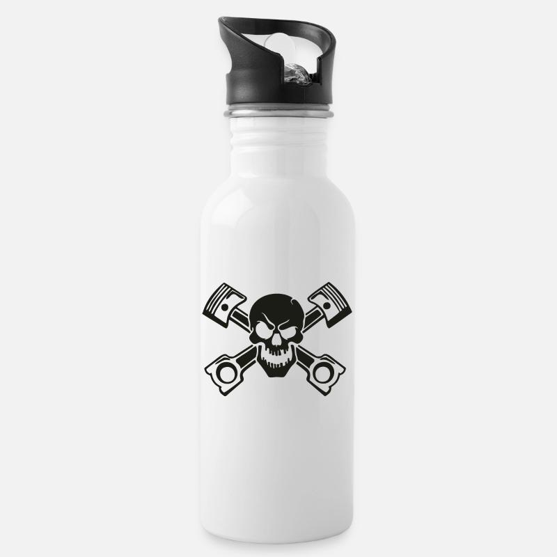 Crâne crâne piston - Gourde avec paille intégrée - blanc