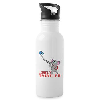 Solo? Allein? Reisender Ein schönes reisendes - Trinkflasche mit integriertem Trinkhalm - Weiß - Rechts