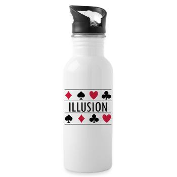 Illusion mit Kartensymbolen - Trinkflasche mit integriertem Trinkhalm - Weiß - Rechts