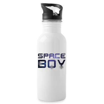 Weltall Junge - Trinkflasche mit integriertem Trinkhalm - Weiß - Rechts