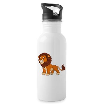 Lion - King of the Beasts - Water bottle with straw - white - Right
