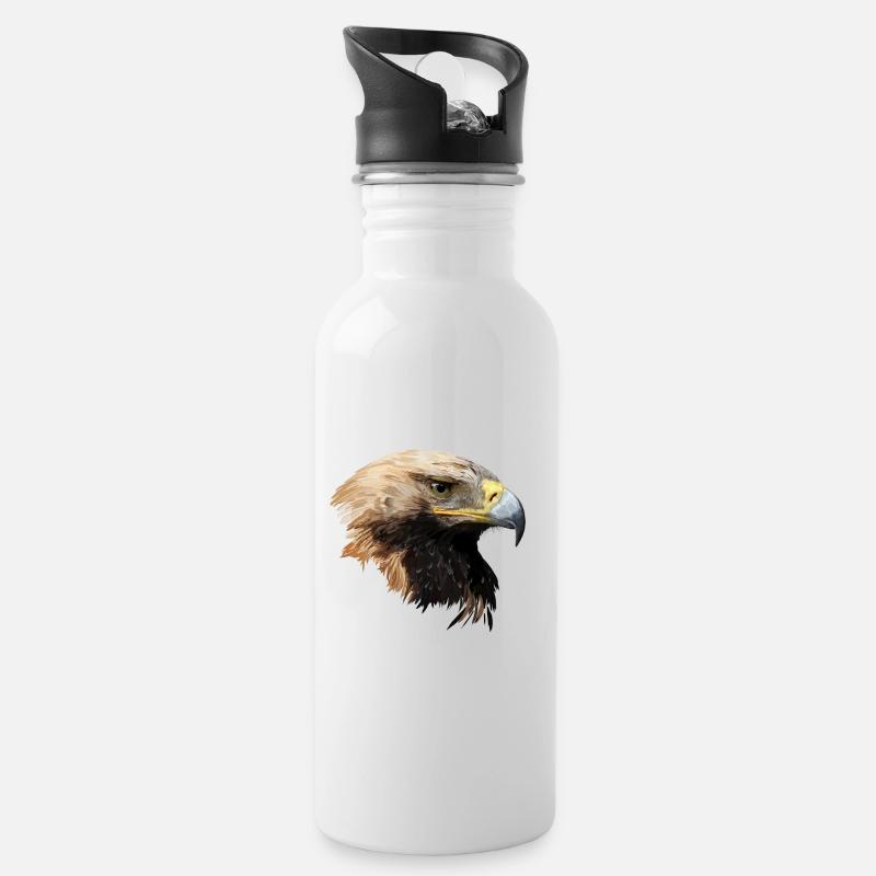 Eagle - Water bottle with straw - white