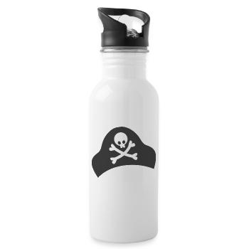 Einfache gekreuzte Knochen auf einem Piratenhut - Trinkflasche mit integriertem Trinkhalm - Weiß - Rechts