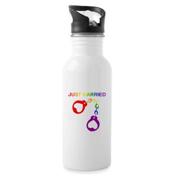 Just married gay marriage - Water bottle with straw - white - Right