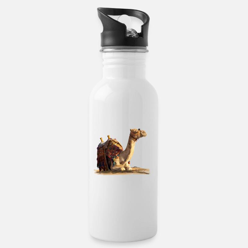 kamel - Trinkflasche mit integriertem Trinkhalm - Weiß