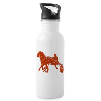 Traber Trabrennen Pferderennen - Trinkflasche mit integriertem Trinkhalm - Weiß - Rechts