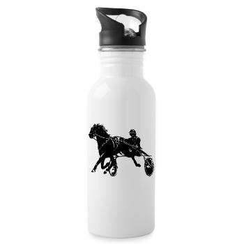 Trabrennen Traber - Trinkflasche mit integriertem Trinkhalm - Weiß - Rechts