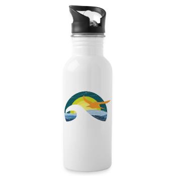 Seagull by the sea - design - Water bottle with straw - white - Right
