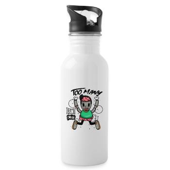 Hallo! Erhalten Sie dieses einzigartige - Trinkflasche mit integriertem Trinkhalm - Weiß - Rechts