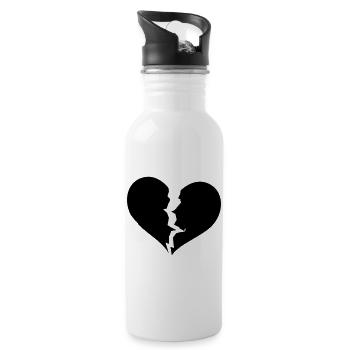Gebrochenes Herz, broken heart - Trinkflasche mit integriertem Trinkhalm - Weiß - Rechts