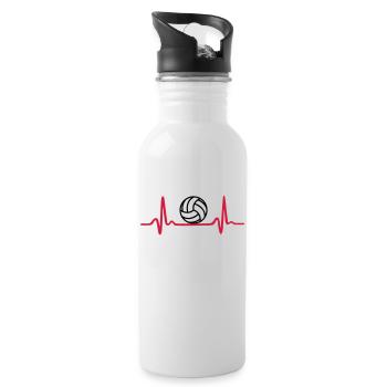 Volleyball Herzschlag - Trinkflasche mit integriertem Trinkhalm - Weiß - Rechts