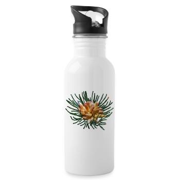 Kreative Tannenzweige - Trinkflasche mit integriertem Trinkhalm - Weiß - Rechts
