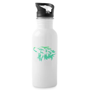 Wolf bright green - Water bottle with straw - white - Right