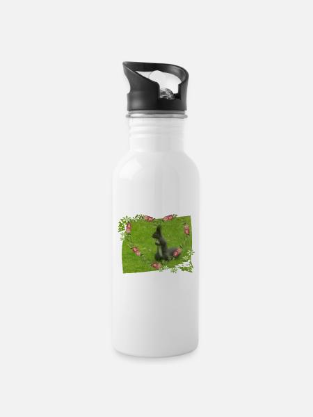 Eichhörnchen Liebe Tiere Tierfreund - Trinkflasche mit integriertem Trinkhalm - Weiß